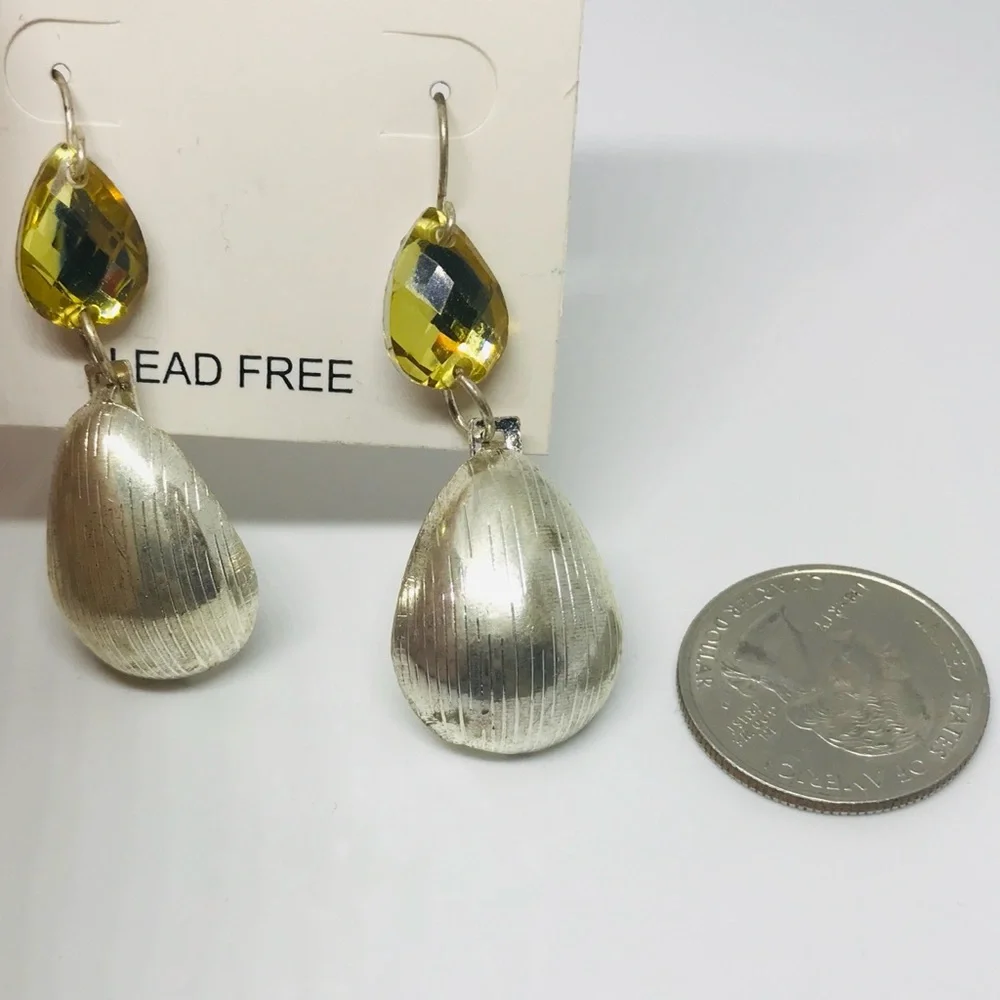 Vintage Costume Jewelry Earrings Acrylic Crystal Stones in Metal Setting Rare